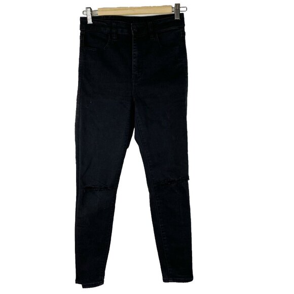 American Eagle Jeans Super Hi Rise Jegging Black Denim Womens Size 4 Short - Picture 2 of 7